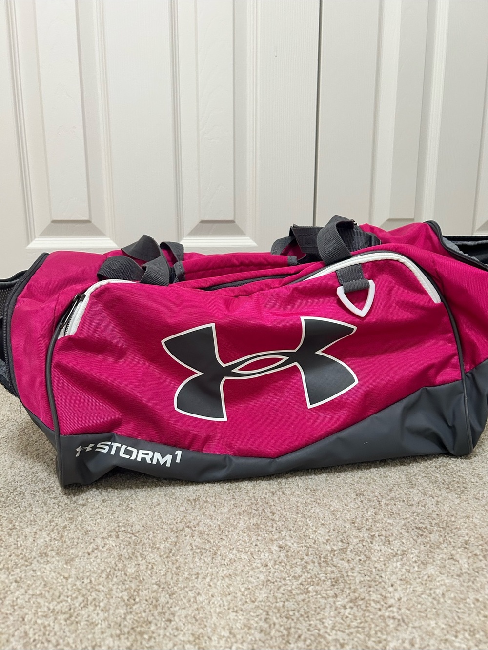 Under Armour Magenta and Gray Storm1 Duffel Bag